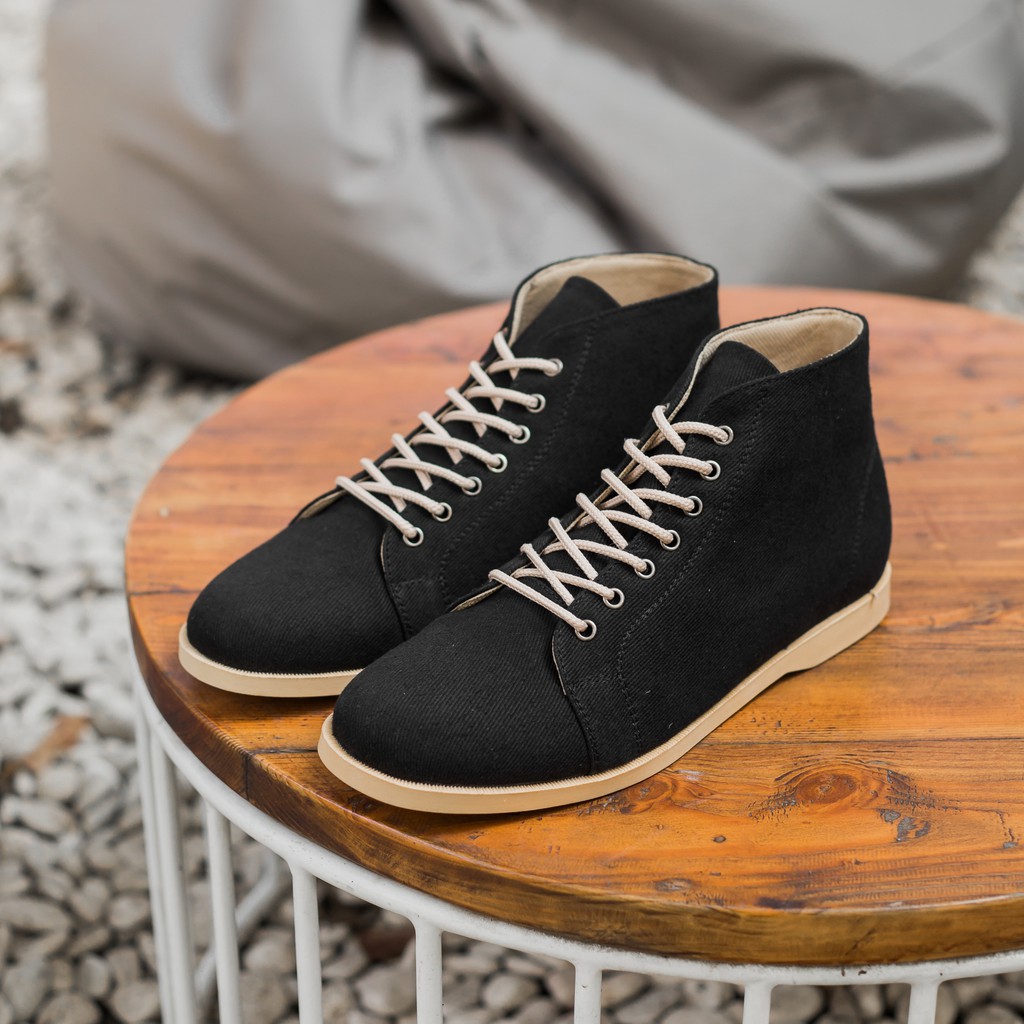 ELVRA Footwear - Sepatu Pria Sepatu Sneakers Sepatu Kasual Casual Sepatu Kanvas Canvas - Morven Black Cream