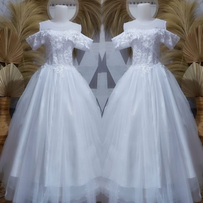 (Ready) Longdress Sabrina Putih / Gaun Pengantin / Gaun Pesta