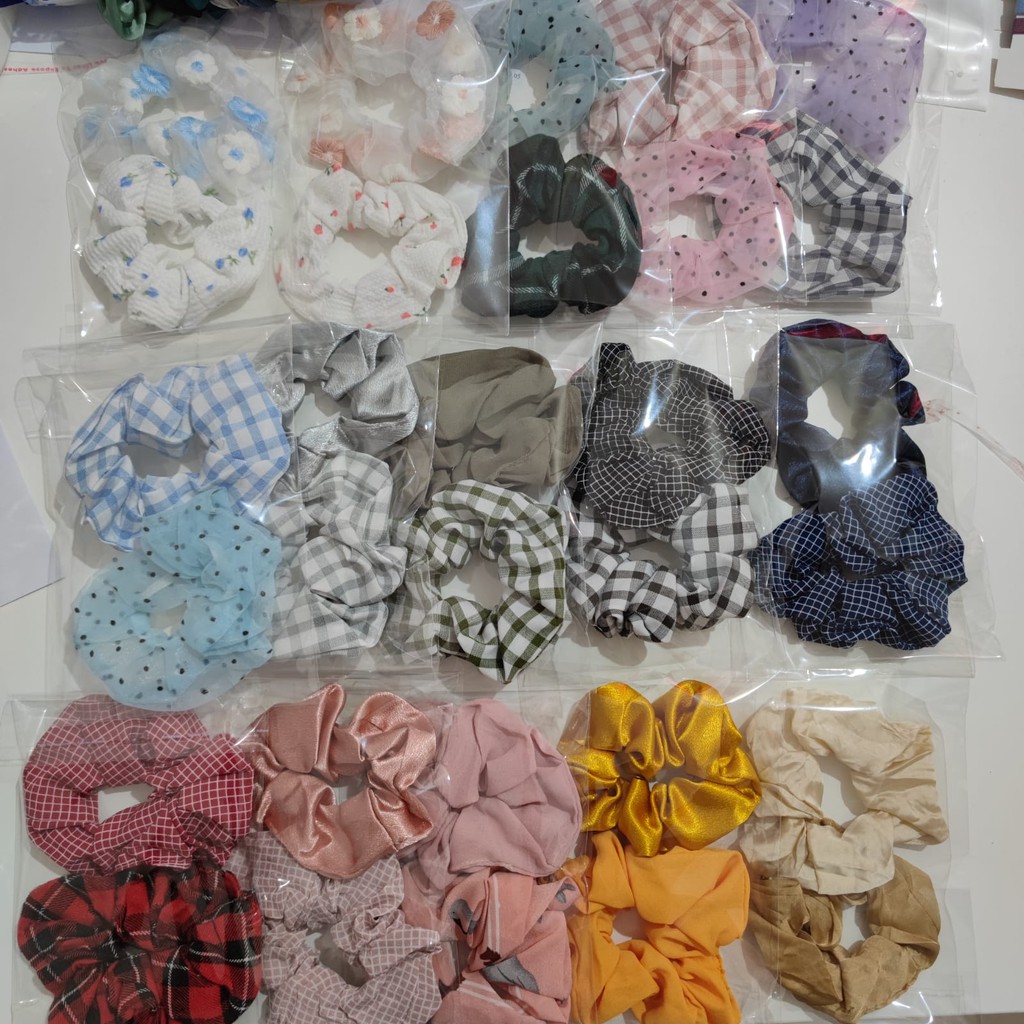 2Pcs/Set Scrunchie - Kunciran / Ikat Rambut Cepol Hijab / Jilbab Acc Wanita [ Gratis Ongkir / Cod ]