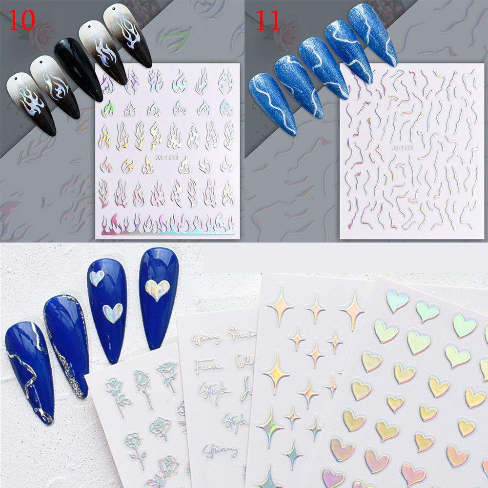 Suyo 1Pc Stiker Nail Art Glitter Shiny Laser Star Rose Foil Tipis 3D Dekorasi Decals