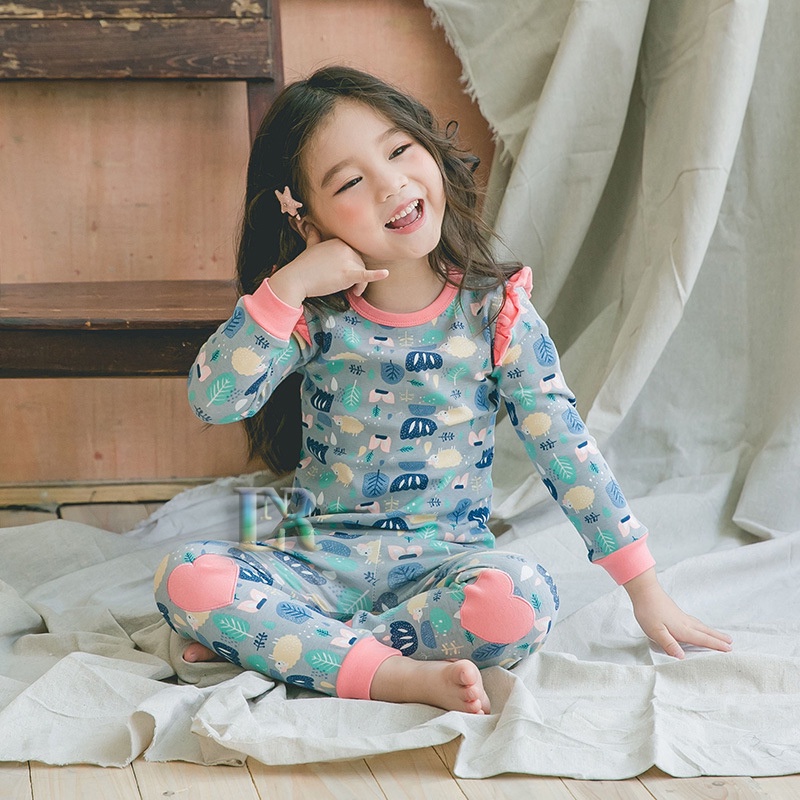 LNR Shop PA-007 - PA-011 Baju Anak Pajamas Perempuan 1 Set Baju Celana Panjang Motif Domba Sheep Kelinci Katun Premium Terbaru Import Pajamas Aksen Ruffle HYTS