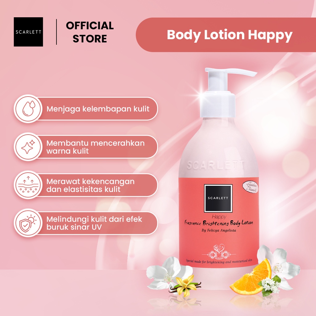 ✨ AKU MURAH ✨ Scarlett Whitening Body Lotion &quot;Happy&quot; 300ml