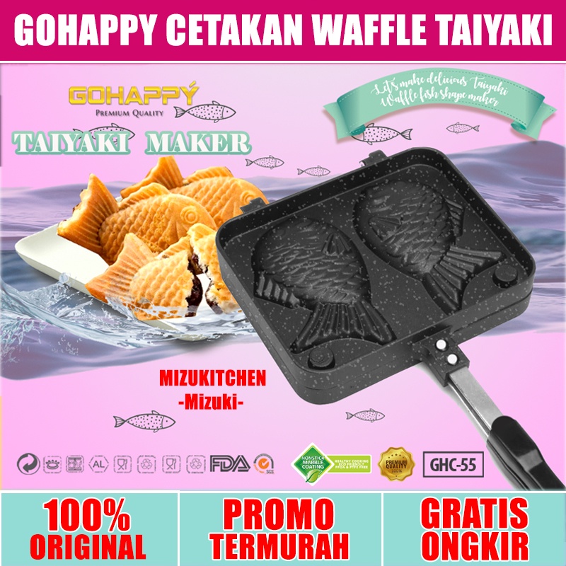 MIZUKI CETAKAN KUE WAFFLE IKAN TAIYAKI MAKER Gohappy GHC55 Anti lengket marble diatas teflon High quality