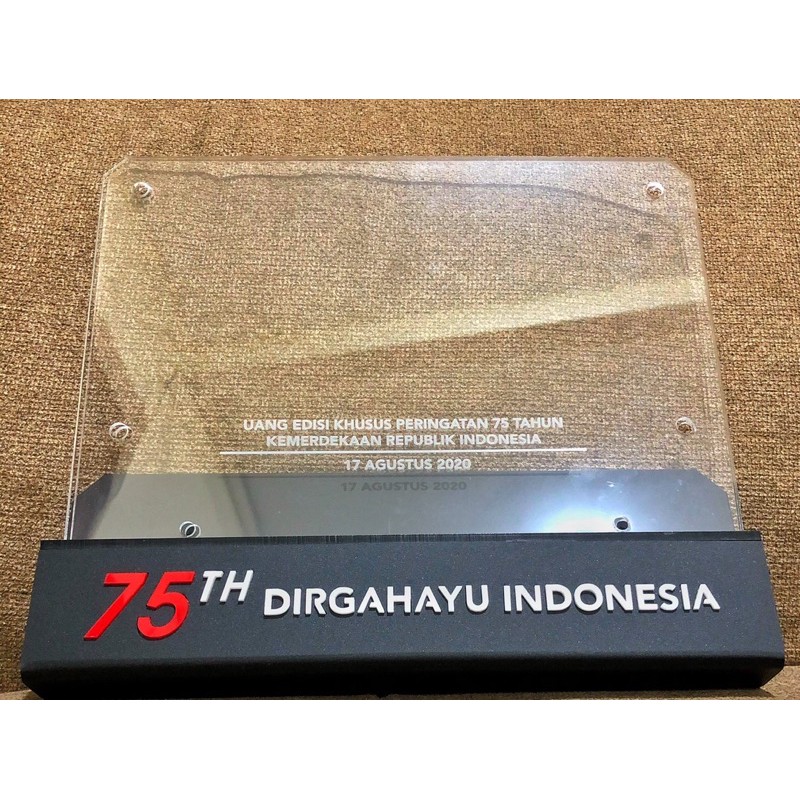 Frame Akrilik Acrylic Uang 75 Ribu Rupiah