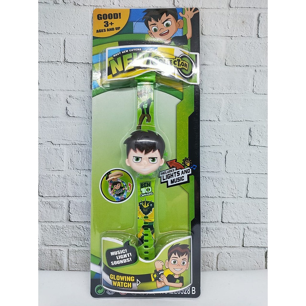 JAM TANGAN ANAK LAKI LAKI KARAKTER BEN 10 LAMPU MUSIK GLOWING WATCH