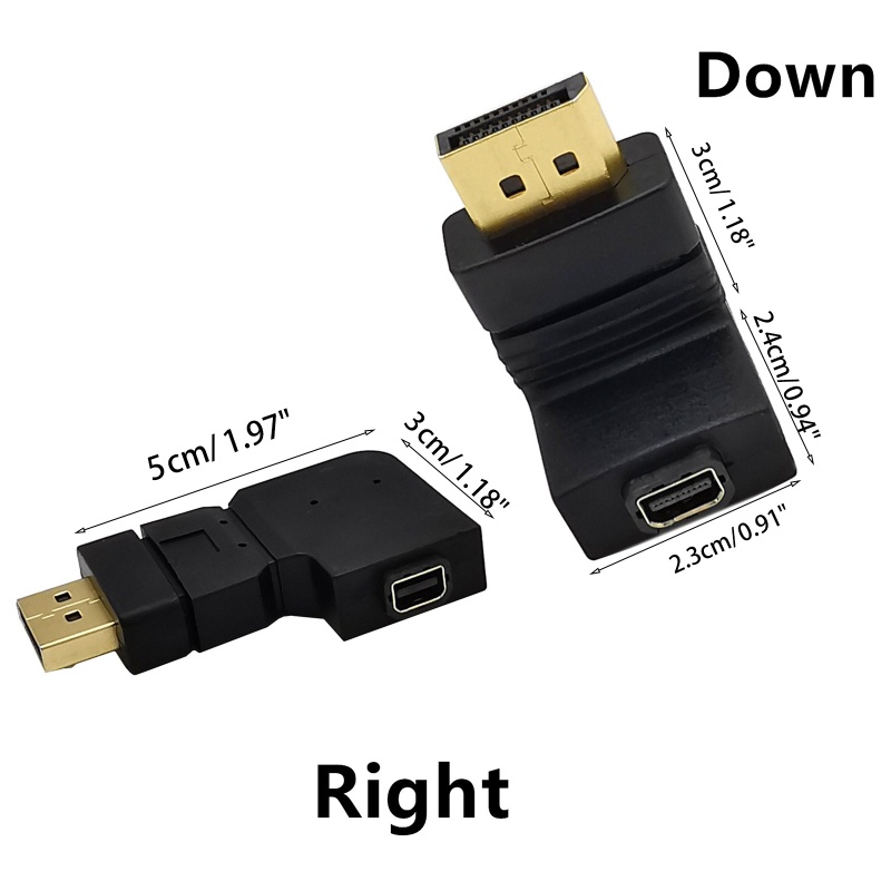 Btsg Adaptor Male to Mini DP Female Tahan Lama Adaptor Kabel Video Anti Korosi Atas/Bawah/Kiri/Kanan Siku90° Connecto