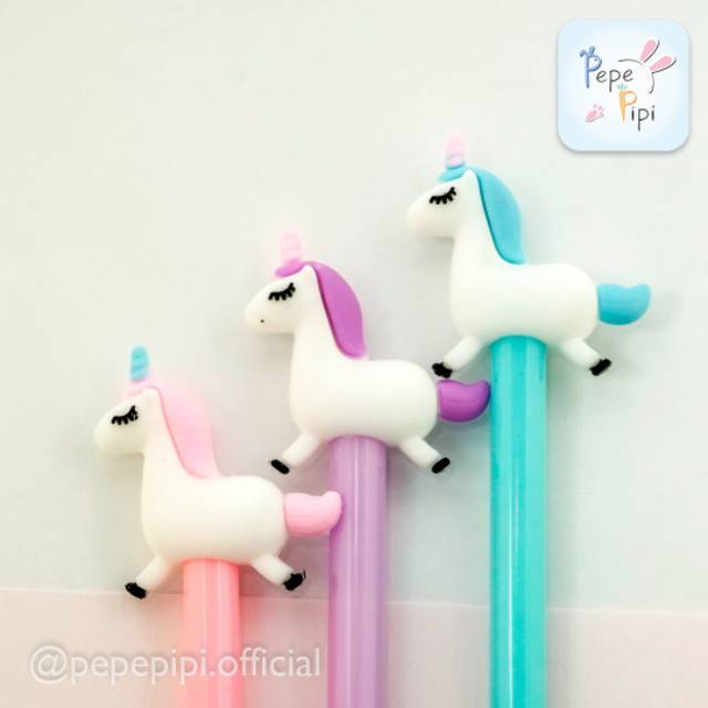 Pena Flying Unicorn 4 &amp; 12 pcs , Fly Terbang Pen Pulpen Bolpen Karakter Gelpen Murah Lucu Unik