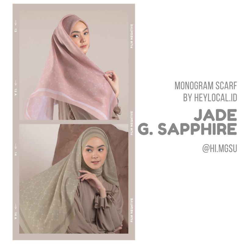 MONOGRAM SCARF JADE GREEN SAPHIRE BY HEYLOCAL.ID