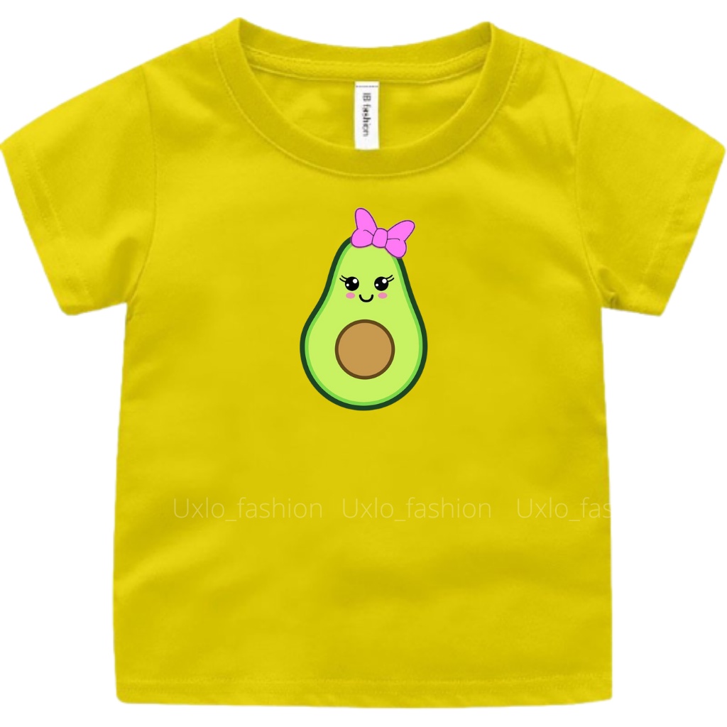 BAJU KAOS ANAK PEREMPUAN MURAH MOTIF GAMBAR ALPUKAT LUCU IDEAL UMUR 1 2 3 4 5 6 7 8 9 TAHUN UXLO FASHION
