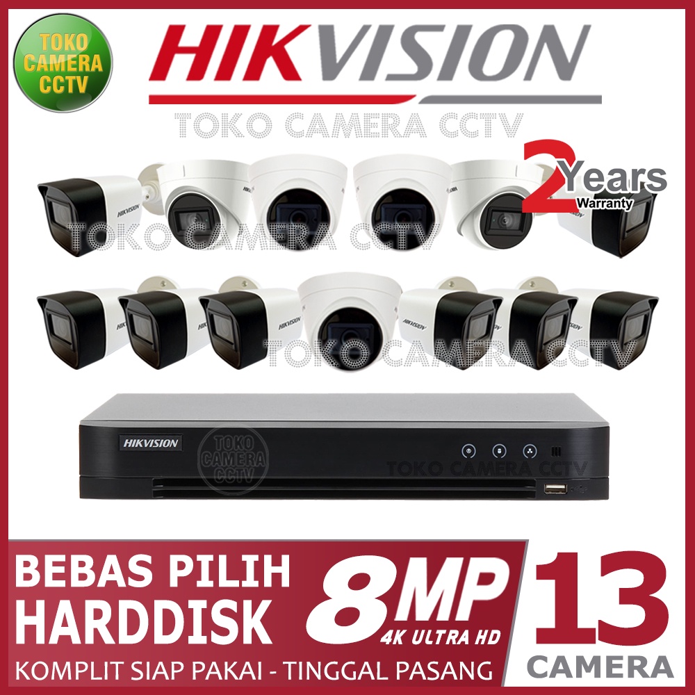 PAKET CCTV HIKVISION 8MP 16 CHANNEL 13 KAMERA