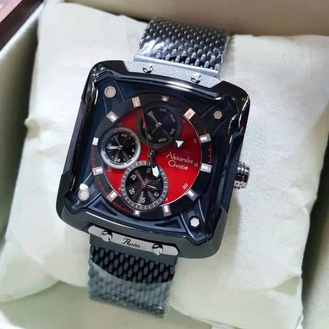 JAM TANGAN ALEXANDRE CHRISTIE WANITA AC3030 BLACK RED