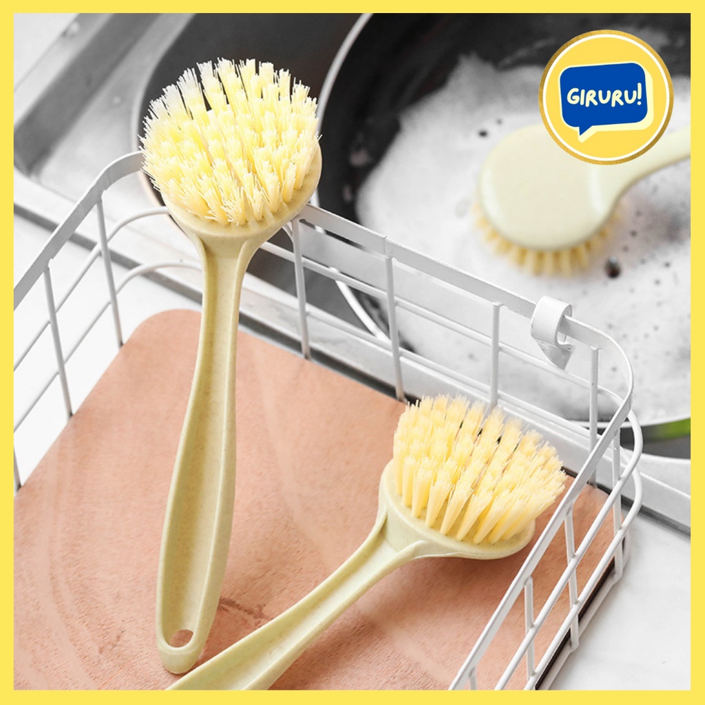 Sikat Pembersih Multifungsi / sikat pembersih dapur kuali / sikat wastafel / Sikat Gagang Panjang Bentuk Bulat SERBAGUNA Sikat Panci Pembersih Sudut Kloset WC Cuci Piring / Pencuci Peralatan Dapur / Kitchen Brush Pot Cleaning Tool Dishwashing Wood Brush