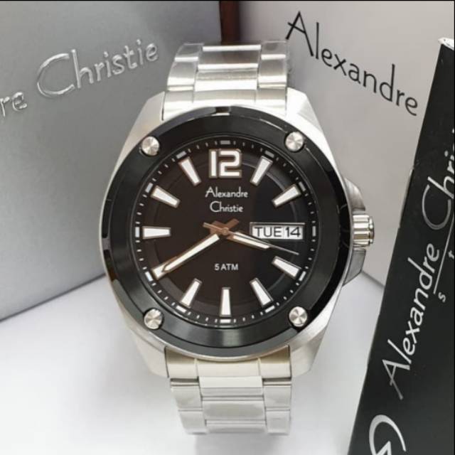 ALEXANDRE CHRISTIE AC8609 SILVER BLACK PRIA.ORIGINAL GARANSI RESMI 1 TAHUN