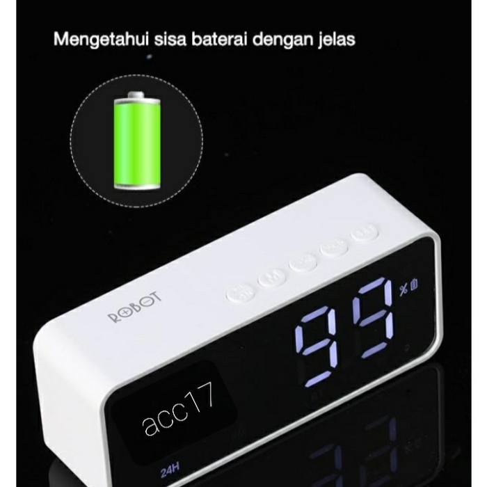 ROBOT Speaker Bluetooth RB150 Stereo LED Display Alarm Clock With FM Radio Garansi Original Resmi