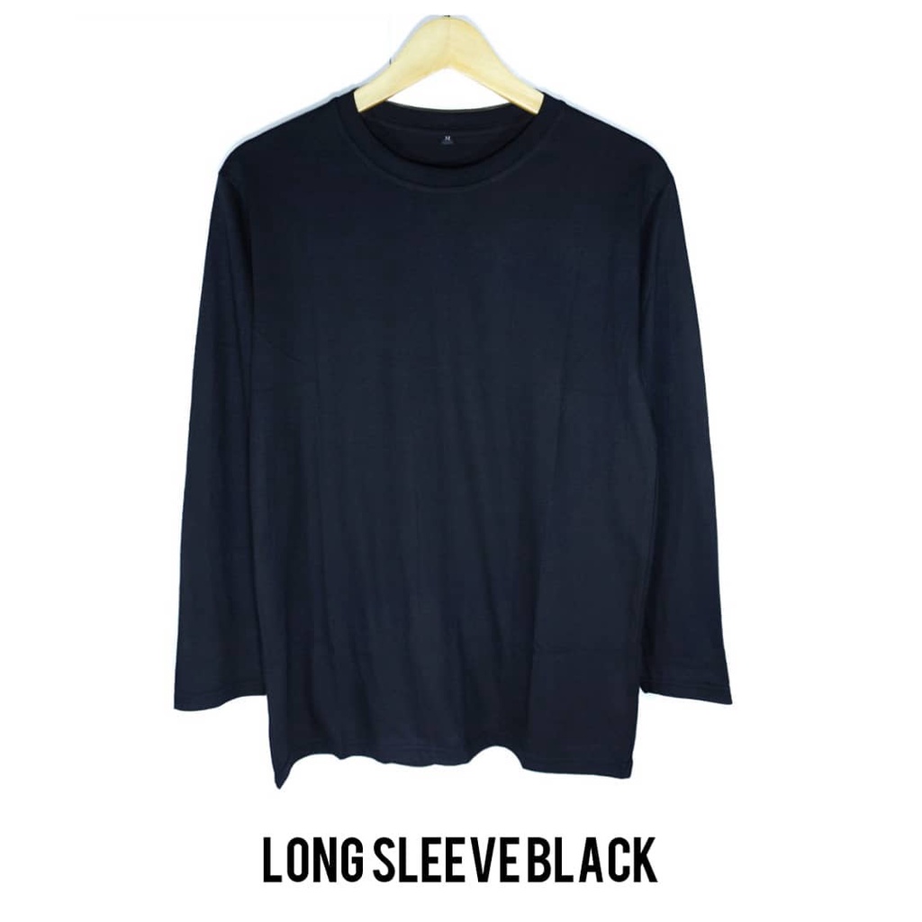 KAOS POLOS PRIA WANITA KEKINIAN ELEGAN LONG SLEEVE BLACK