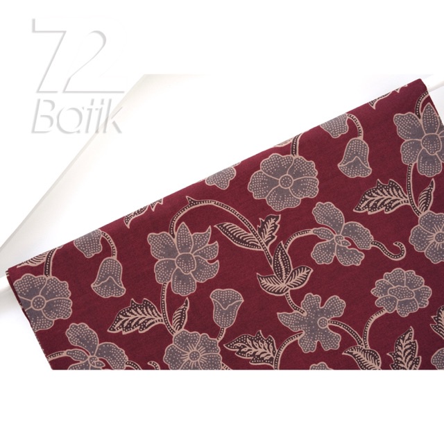 KAIN BATIK PREMIUM Bahan Katun Motif Kembang Setaman Warna Merah Maroon Marun Maron 726801 Cap 72 Jarik Jarit Samping Kebat Panjang Batik Katun Modern Premium Bahan Seragam Batik Pernikahan Kantor Keluarga Murah Kamen Jadi Batik Bali Lembaran