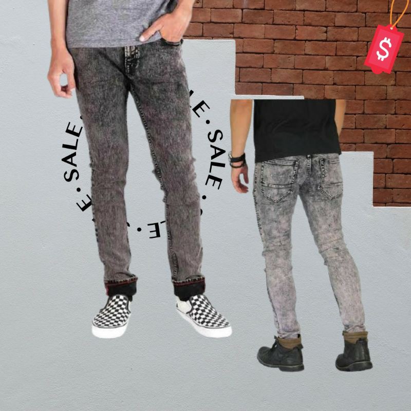 Celana Panjang Jeans Pria Sandwash / Snow acid / Snow black