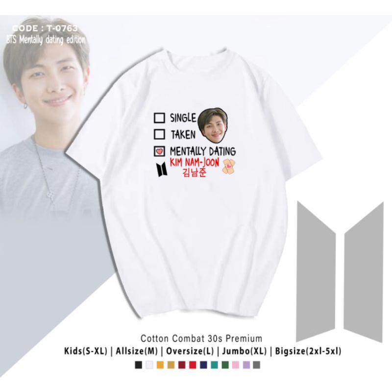 KAOS BTS MENTALLY DATING JUNGKOOK/TAEHYUNG/JIMIN/RM/JHOPE/SUGA/JIN OVERSIZE UNISEX