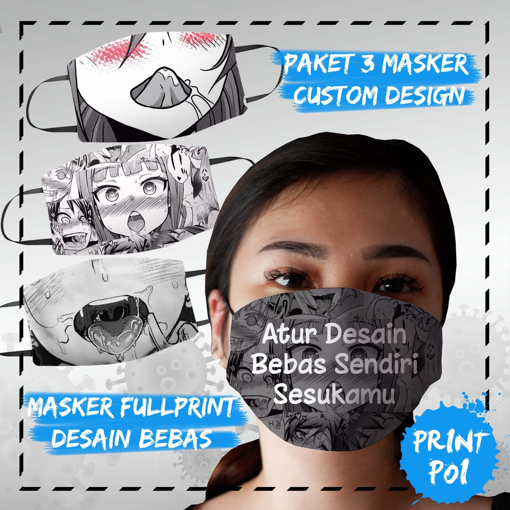 Paket 3 Masker Custom Design FullPrint - Masker Full Print - PrintPoi