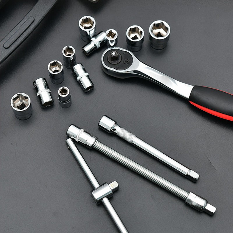 Kunci SOK 46 PC Set Socket (1/4 &quot;)  Full Lengkap Socket Tool Kit Pas Ring L Motor Mobil Lengan Sepeda Motor