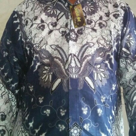 Batik Pria Lengan Panjang / Kemeja Batik Warna Navy / Baju Batik Pria Murah