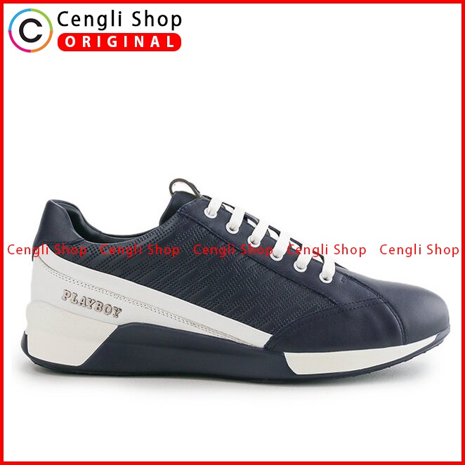 SEPATU SNEAKER PLAYBOY PRIA ORIGINAL CASUAL BRANDED BIRU NAVY PL98