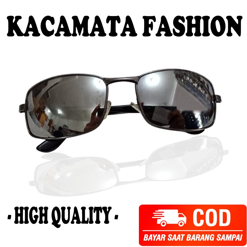 kacamata normal pria wanita fashion retro classic silver sunglasses unisex kaca mata hitam fesyen