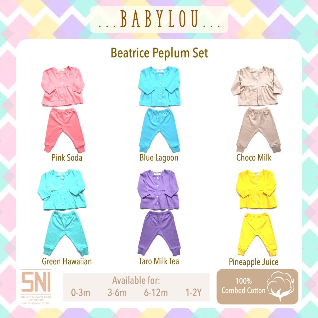 Babylou Beatrice Peplum Set - Setelan / One Set Panjang Bayi Perempuan