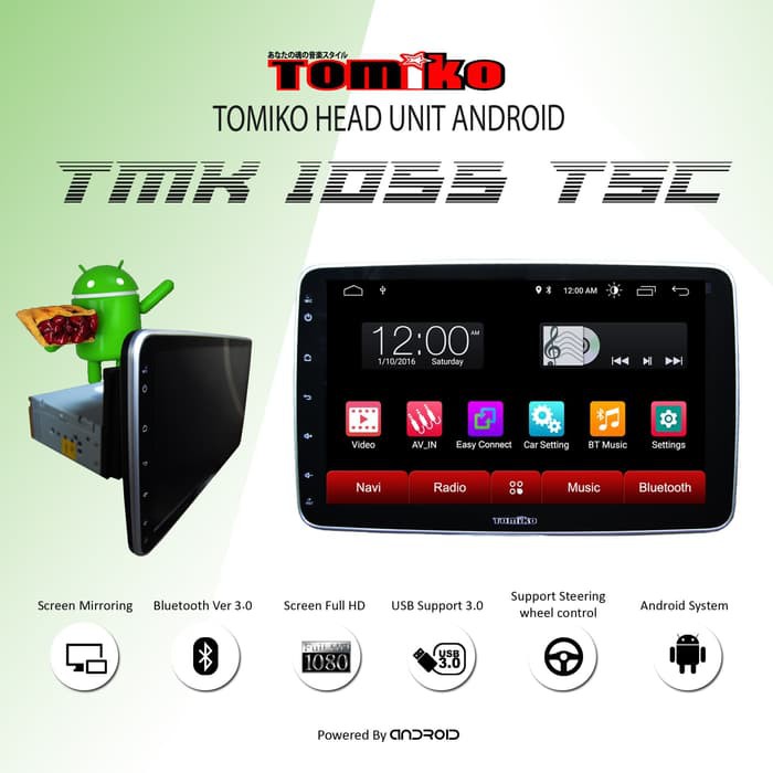 head unit android tomiko 1055 TSC tape mobil android
