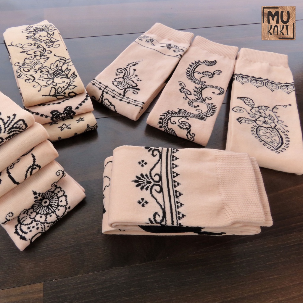 Kaos Kaki Jempol Motif Henna Cream Nylon Premium Mukaki