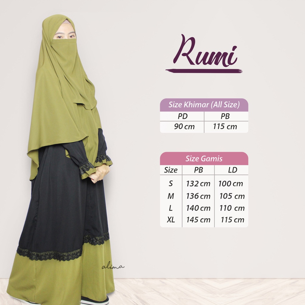 Gamis Set Syari Wolfis Free Cadar Rumi By Alima Indonesia