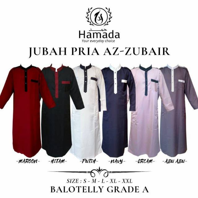 Hamada Gamis Jubah Pria Panjang Az-Zubair Koko Muslim Free Ongkir Rp 0