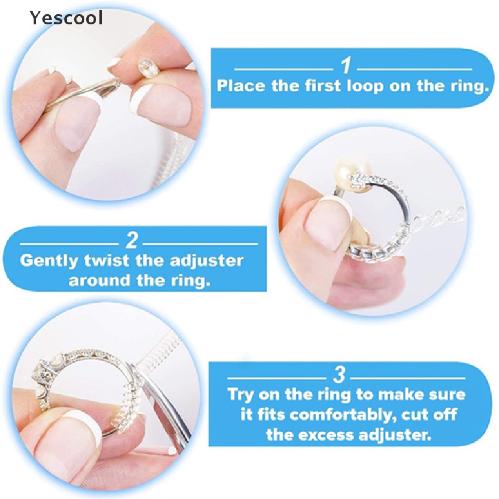 Yescool 5pcs Invisible Transparent Spiral Based Ring Sizer Adjuster  Resizing Jewelry .