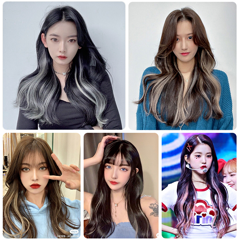 We Flower Multicolor 55cm Long Curly Clip Hair Extension Wig Korean Fashion Hairpiece
