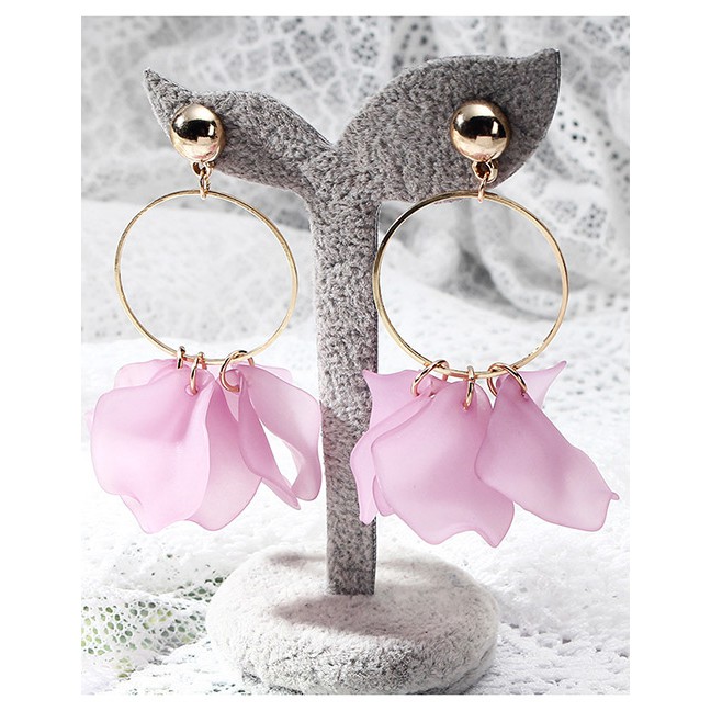 LRC Anting Tusuk Fashion Round Shape Decorated Earrings E55017