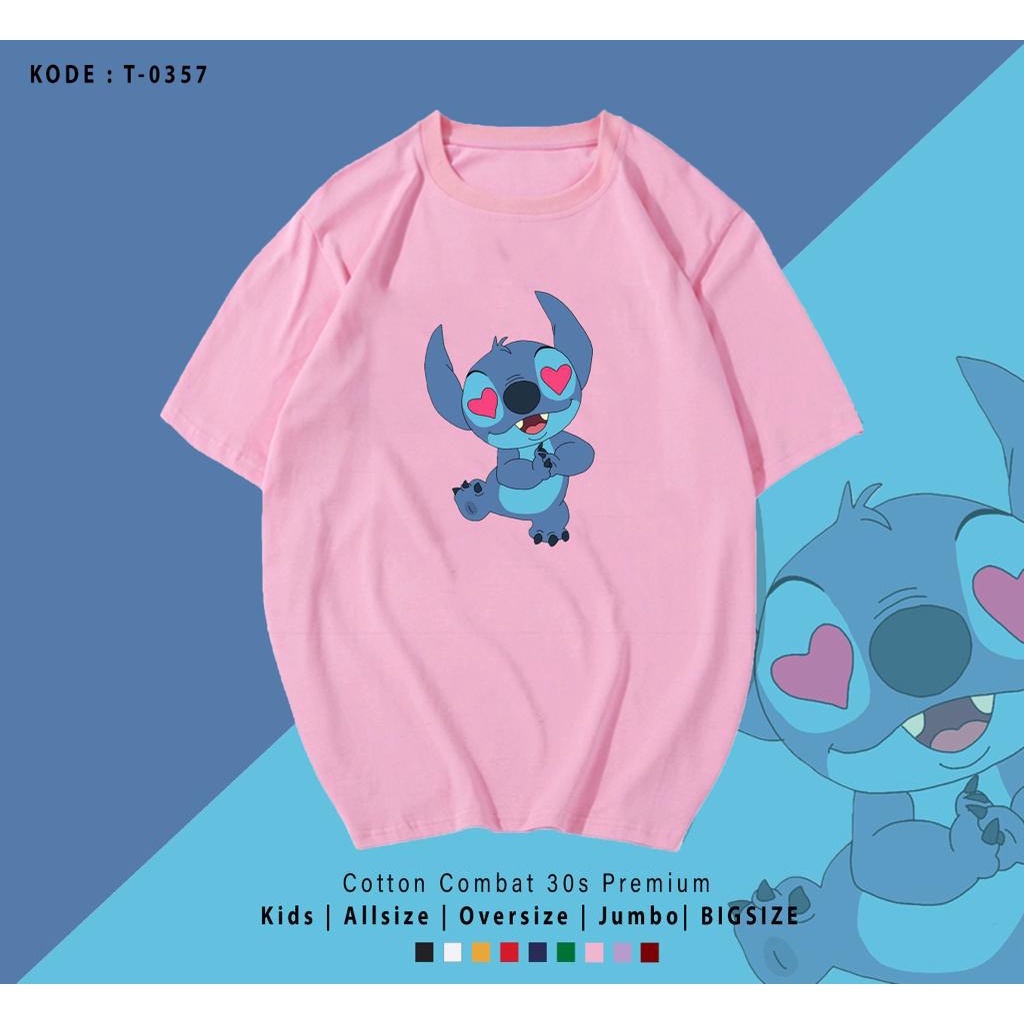 KAOS STICH MOTIF LOVE / KAOS SIMPLE / KAOS SANTAI / KAOS OVER SIZE / UK M-XL / KAOS LENGAN PENDEK / O NECK/ KAOS PRIA WANITA