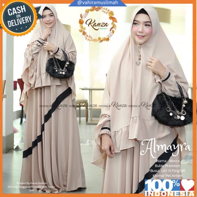 ALMAYRA SYARI SET KHIMAR BUSUI - DRESS GAMIS WANITA MUSLIMAH PREMIUM ORIGINAL BY KANZA FASHION (COD)