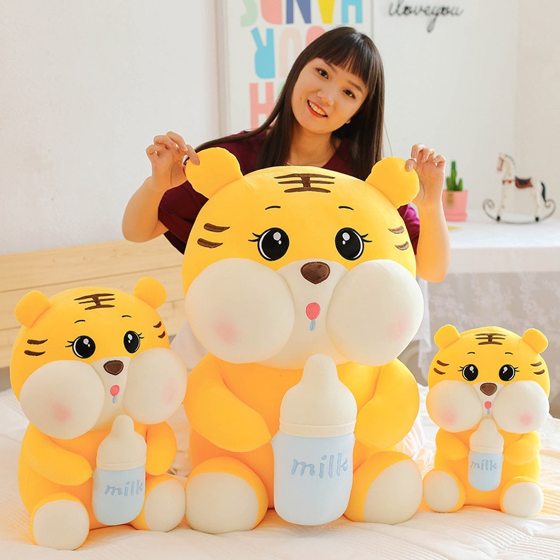 Boneka Kucing Harimau/Boneka Harimau/boneka Tiger pegang dot/lucu MURAH