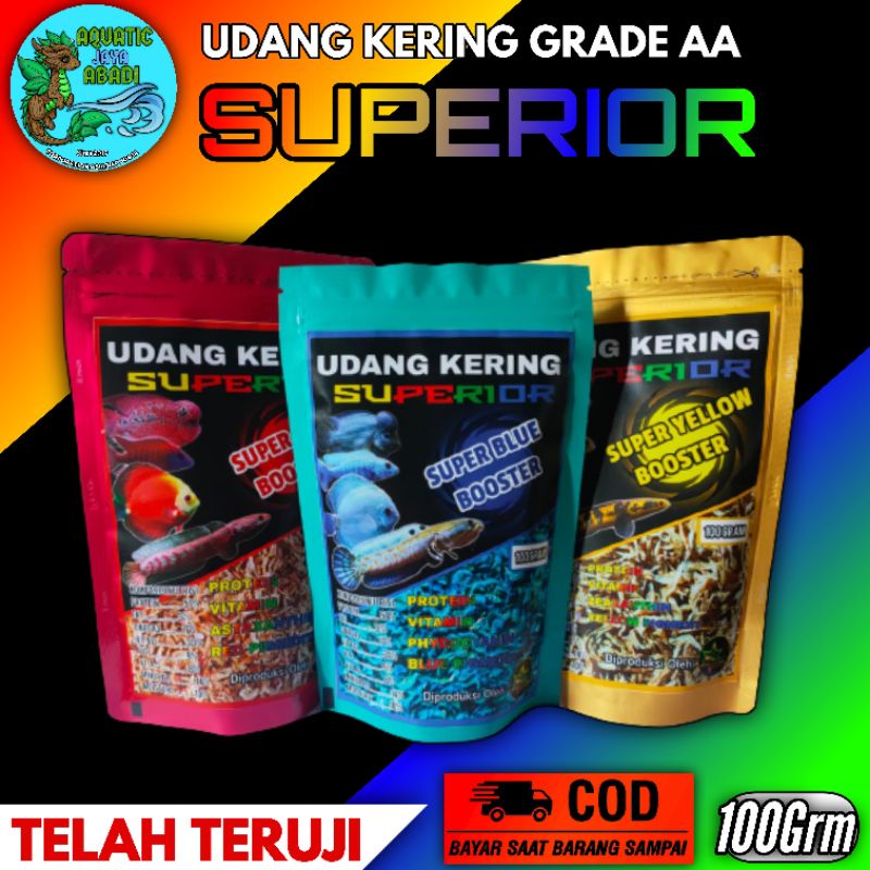 Udang kering superior channa food pakan ikan predator 100 gram