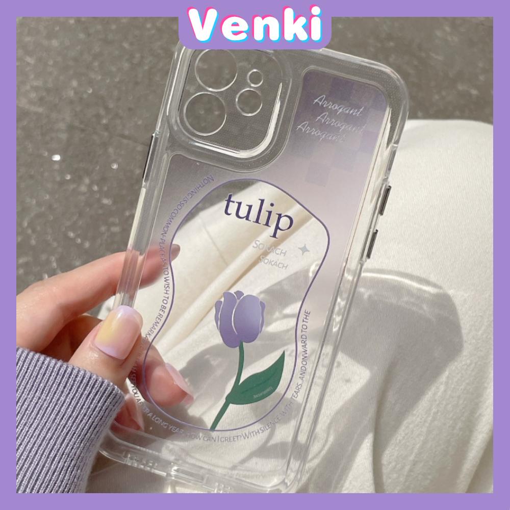 iPhone Case Silicone Soft Case Shockproof Camera Cover Protection Plating Button Purple Tulip Flower Compatible For iPhone 11 iPhone 13 Pro Max iPhone 12 Pro Max iPhone 7 Plus