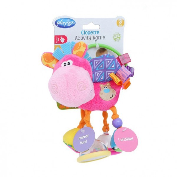 PLAYGRO CLOPETTE ACTIVITY RATTLE PINK