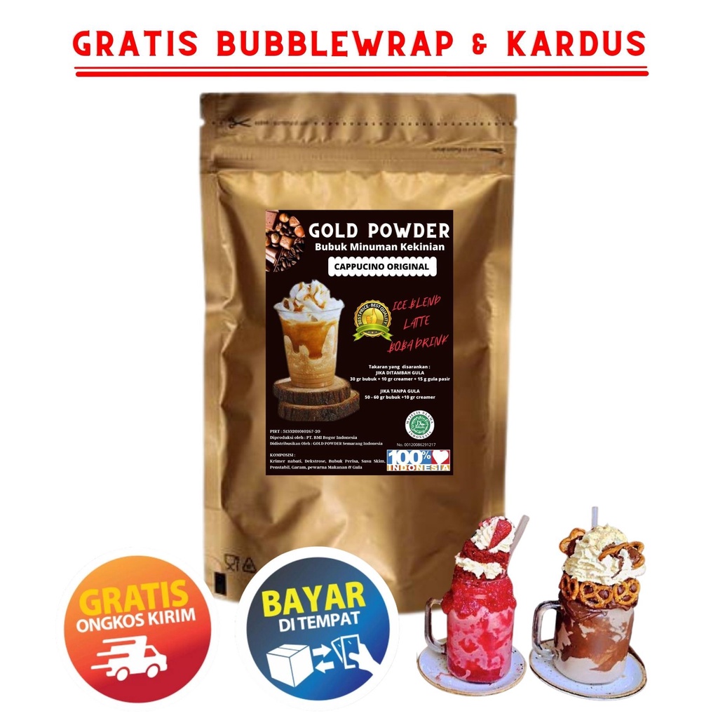 GOLD Powder bubuk minuman rasa 1Kg / bubuk minuman kekinian / bubuk cappucino / powder drink BOBA / Serbuk es teh viral / bubuk es teh aneka rasa