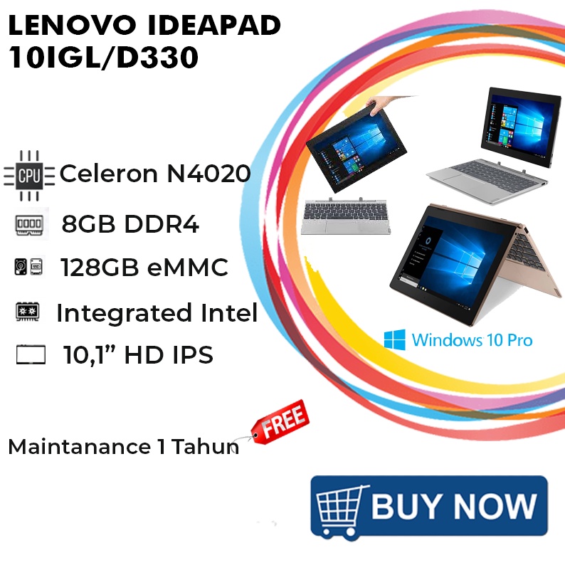 LAPTOP LENOVO IDEAPAD 3 10IGL/D330 N4020 4GB 128GB 82H0000MID