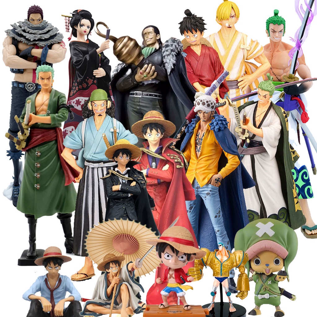 Mainan Action Figure Anime ONE PIECE Monkey D Luffy Zoro Sanji Nami Robin Usopp Kikunojo Boa Hancock Sofa Ukuran 18cm