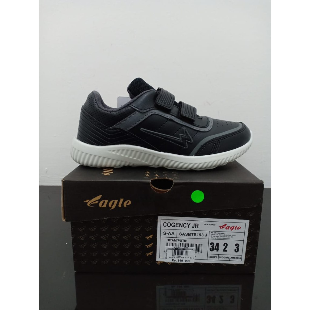 SEPATU SEKOLAH ANAK-ANAK - EAGLE COGENCY JR (HITAM/PUTIH)