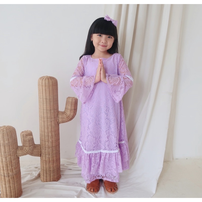 Gamis anak brukat renda