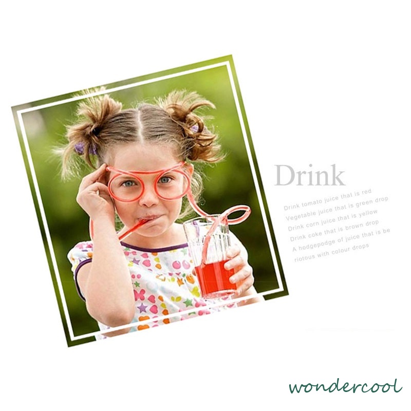 Sedotan Minum Bentuk Kacamata + Kumis Bahan Plastik Untuk Anak-Anak-Won