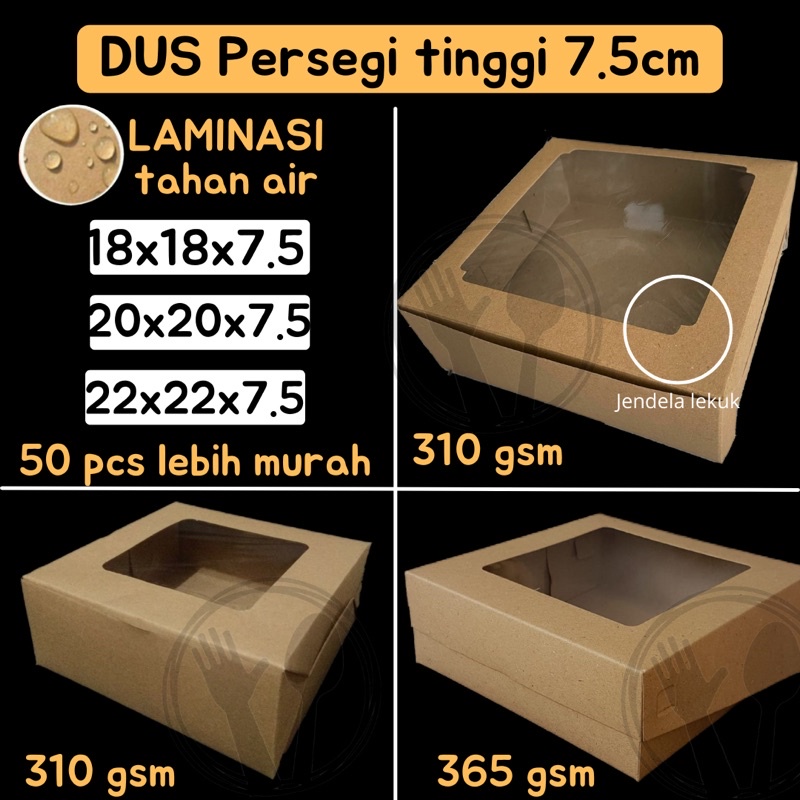 Jual BOX DUS DOS KOTAK KEMASAN KRAFT WINDOW DUS KRAFT COKLAT 18X18X7 ...