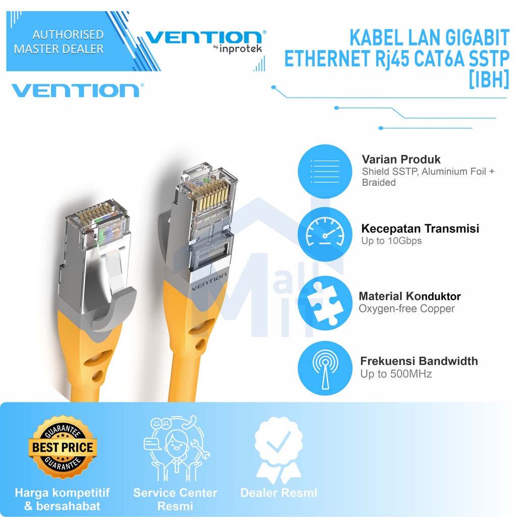 ( Bisa Cod ) Vention Kabel LAN Gigabit Ethernet RJ45 Cat 6a SFTP 10Gbps Outdoor IBH