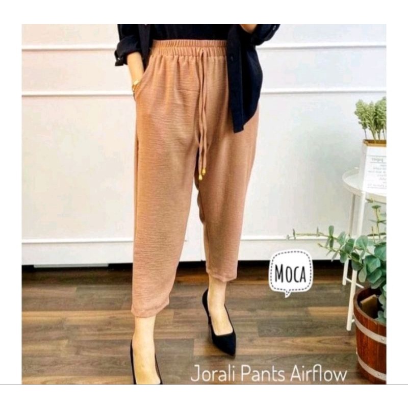 Jorali Pants Crincle Airflow Resta Kulot Celana Hitam Tali